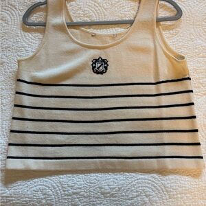 Striped Cream and Black Knit Tank Top